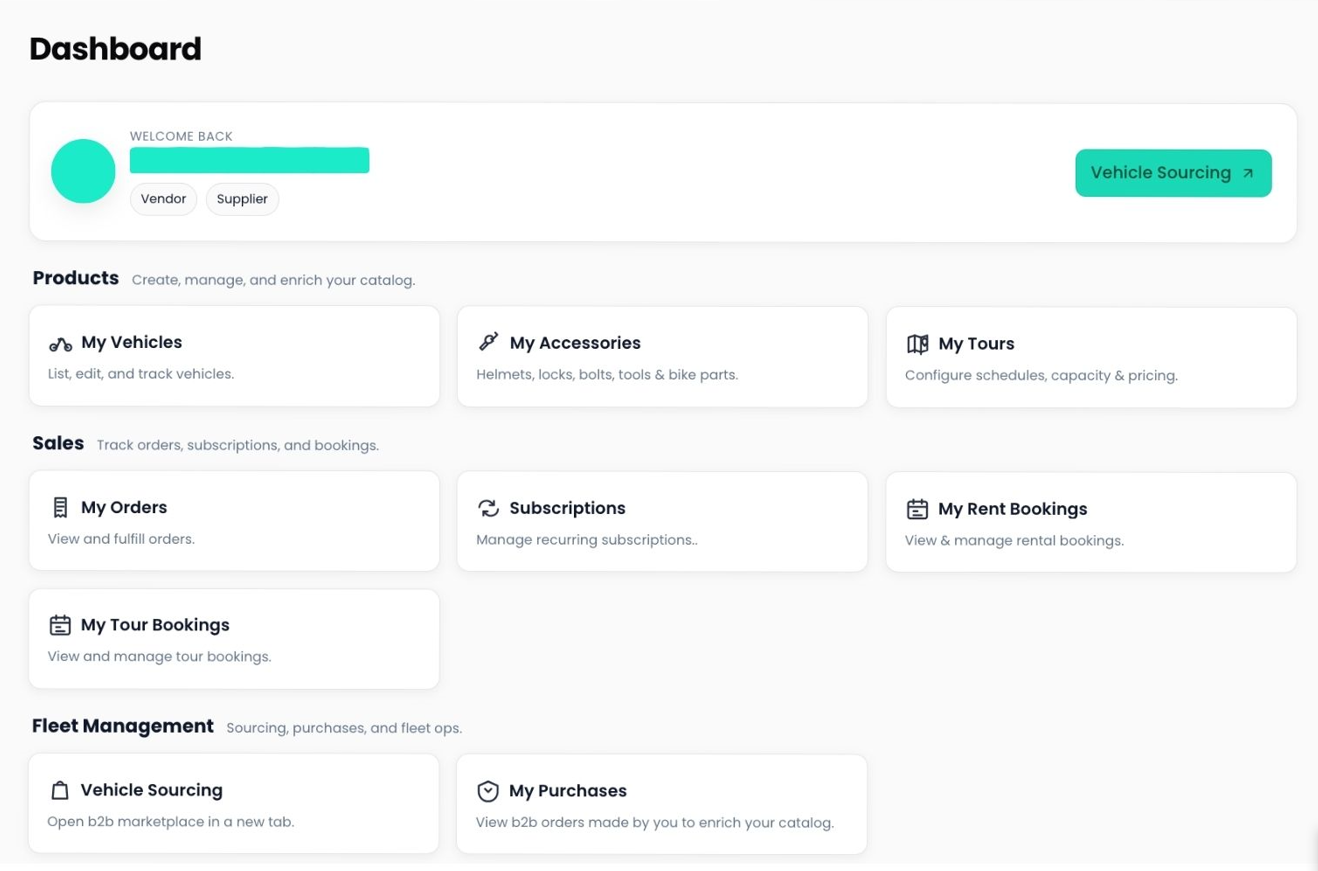 Online management tools dashboard